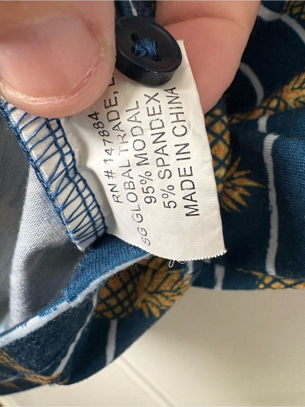 W5 Navy Polo with Gold Pineapple Print - Picture 4 of 5